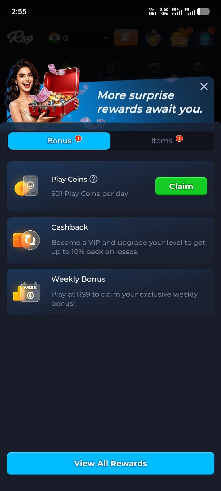 RS9 Game rewards and bonuses